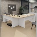 Ver imagem 1 de Mesa Escrivaninha em L Canto Arredondado 1400x600 Netmobil - Dubai/branco