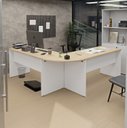 Ver imagem 1 de Mesa Escrivaninha em L Canto Arredondado 1400x600 Netmobil - Dubai/branco