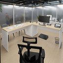 Ver imagem 2 de Mesa Escrivaninha em L Canto Arredondado 1400x600 Netmobil - Dubai/branco