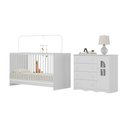 Ver imagem 2 de Berço 3 em 1 para Colchão 130x60cm com Cômoda 1 Porta 4 Gavetas Liz Multimóveis Mp4761 Branco