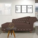 Ver imagem 2 de Divã Chesterfield 1,65M Capitonado com Strass Suede Marrom - D'Rossi