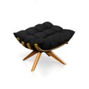 Ver imagem 6 de Poltrona com Puff Giratório Costela Suede Preto Base Madeira Ma25 D'Rossi