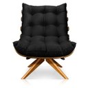 Ver imagem 3 de Poltrona com Puff Giratório Costela Suede Preto Base Madeira Ma25 D'Rossi