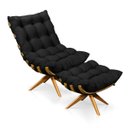 Ver imagem 1 de Poltrona com Puff Giratório Costela Suede Preto Base Madeira Ma25 D'Rossi