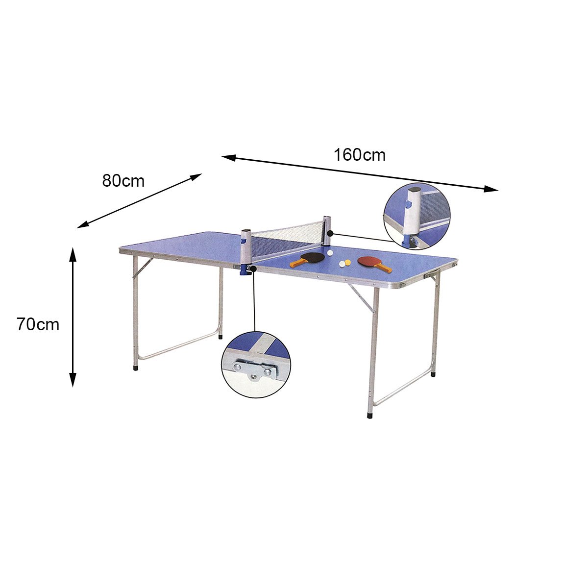 Mesa de Ping Pong Ajustável 2 Raquetes 3 Bolinhas 80x160cm - 3