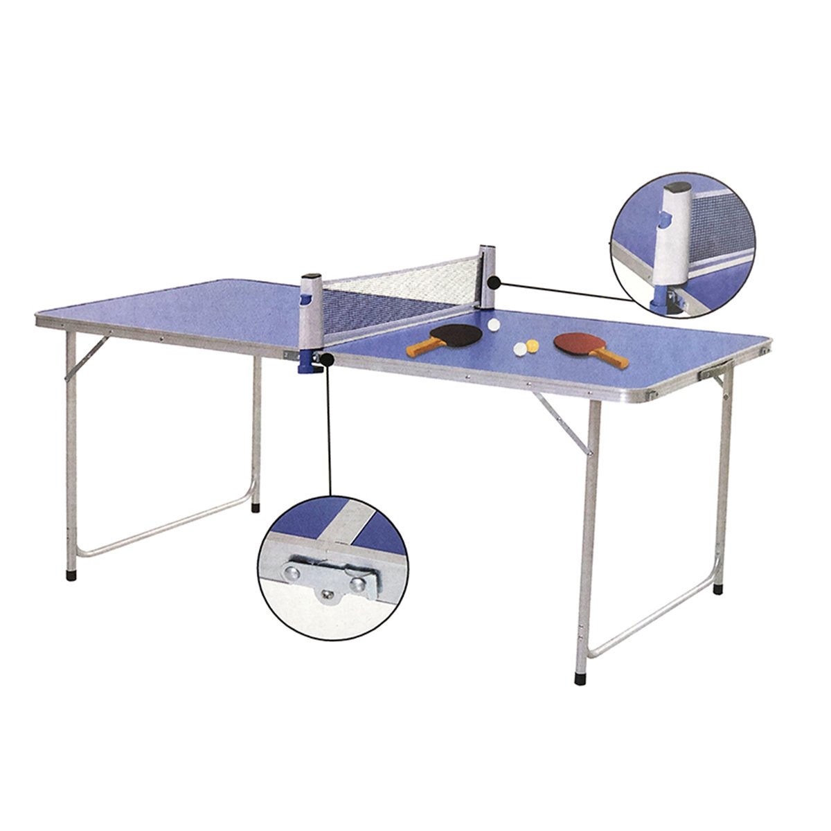 Mesa de Ping Pong Ajustável 2 Raquetes 3 Bolinhas 80x160cm