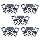 Ver imagem 1 de Kit de 5 Conjuntos de Mesa Dobrável 70x70 com 2 Cadeiras Preto - Cor: Preto