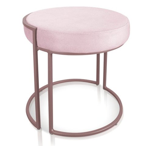 Puff Love Suede Rosa Bebê Base Industrial Rose