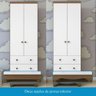 Guarda Roupa Infantil 2 Portas 3 Gavetas com Pés 100% Mdf Júnior New Moveis Peroba Branco Brilho/ - 7