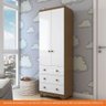 Guarda Roupa Infantil 2 Portas 3 Gavetas com Pés 100% Mdf Júnior New Moveis Peroba Branco Brilho/ - 8