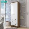 Guarda Roupa Infantil 2 Portas 3 Gavetas com Pés 100% Mdf Júnior New Moveis Peroba Branco Brilho/ - 2