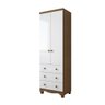 Guarda Roupa Infantil 2 Portas 3 Gavetas com Pés 100% Mdf Júnior New Moveis Peroba Branco Brilho/ - 1