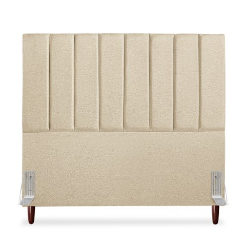 Cabeceira Estofada Queen Carla 160 Cm Linho Bege C/ Frame
