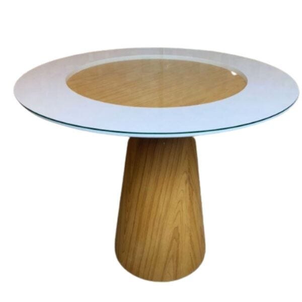 Mesa de Jantar Cone Côncavo 70cm Laminada em Madeira com Vidro - Branco ...
