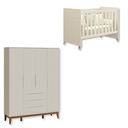 Ver imagem 2 de Quarto de Bebê Berço Evolution + Guarda Roupa Infantil 4P e 3g Areia Classic