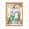 Quadro Moldura Dourada Frase Família - Cactos 33x24cm:com Vidro - 2