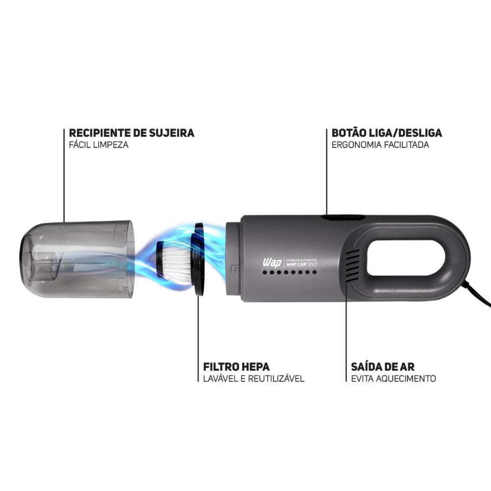 Aspirador Portátil 12v 180w Wap Car 12v2 - 5