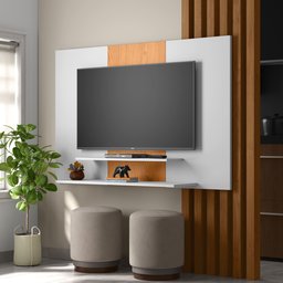 Painel de Tv Suspenso para Tv até 48 Polegadas com 2 Prateleiras Mdm7005:branco/nature - 4
