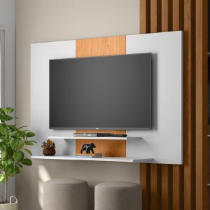 Painel de Tv Suspenso para Tv até 48 Polegadas com 2 Prateleiras Mdm7005:branco/nature