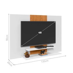 Painel de Tv Suspenso para Tv até 48 Polegadas com 2 Prateleiras Mdm7005:branco/nature - 2