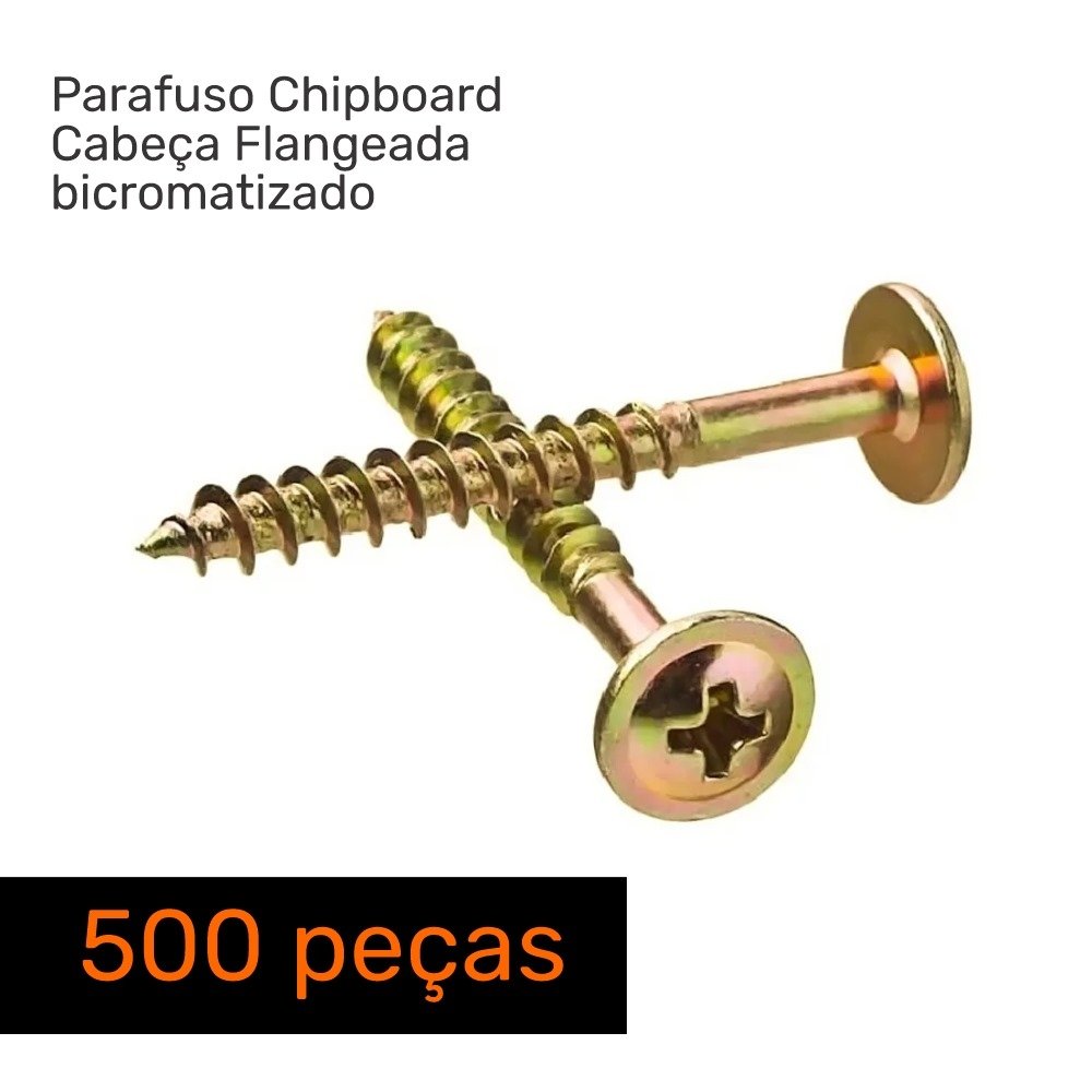 Kit 500 Peças Parafuso Chipboard Cabeça Flangeada Phillips 4.5x45 Bicro - 4