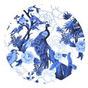 Ver imagem 1 de Kit 4 Capas para Sousplat Pavão Azul 35cmx35cm:azul