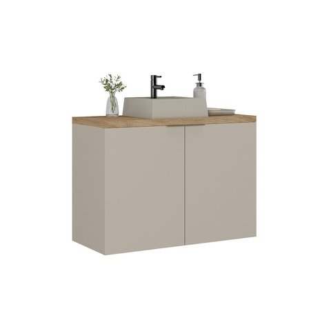 Gabinete para Banheiro com Cuba Nature Bege/Panna/Carvalho