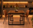 Ver imagem 4 de Mesa de Jantar Reforçada Industrial 160x90cm Tampo Marrom Pés Preto