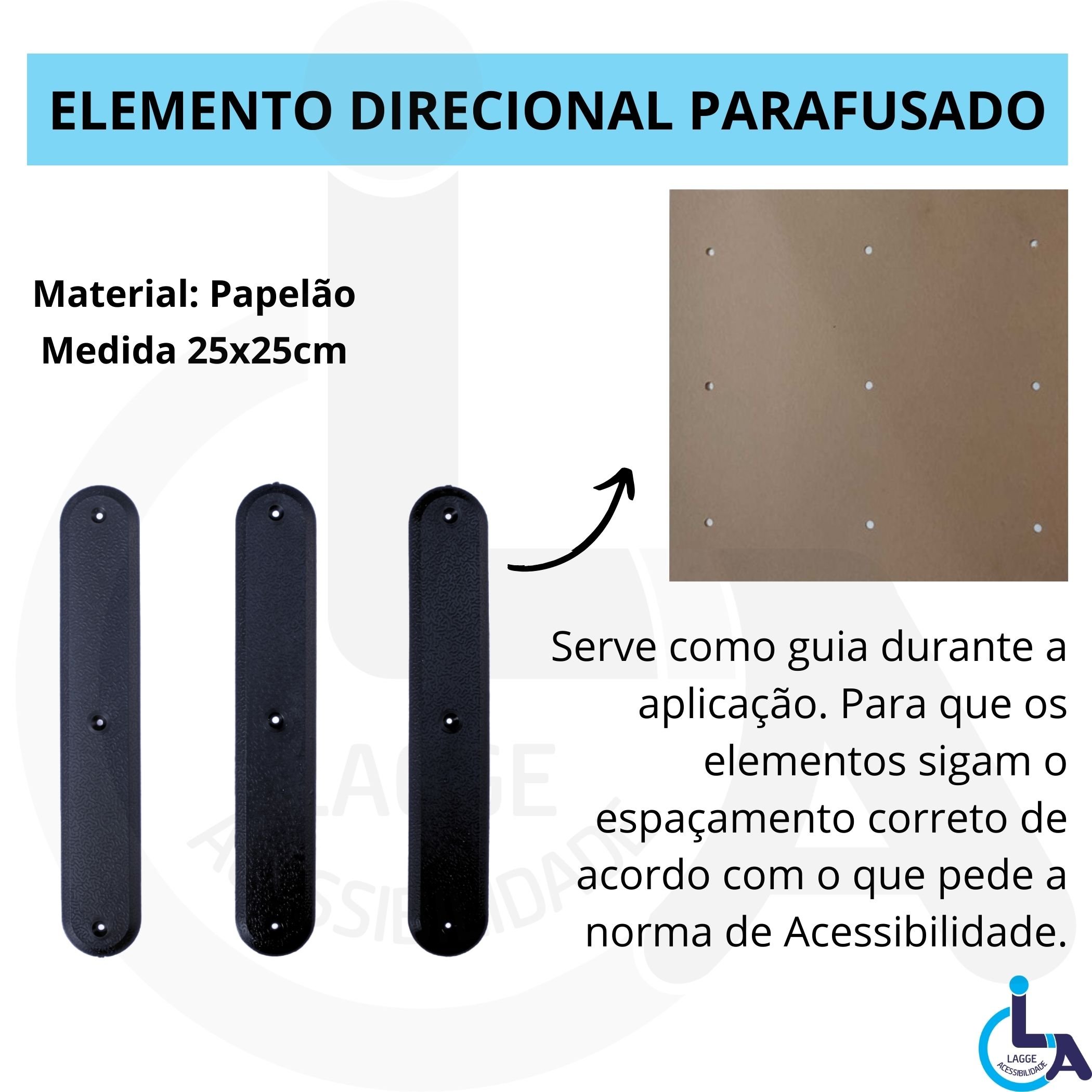 Elemento Tátil Direcional Pvc Parafusado Preto - 3