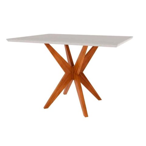 Mesa P/ Cozinha Donna C/ Tampo Madeirado C/ Vidro 120x90cm Natural - Nesher