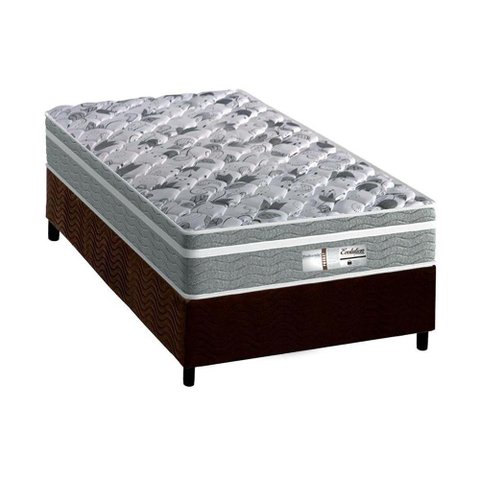 Cama Box Solteiro: Colchão Molas Probel MasterPocket Ensacadas Evolution + Base CRC Suede Brown(88x1