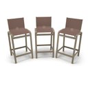 Ver imagem 1 de Kit 3 Banquetas Alta Bancada Alumínio Fendi Tela Marrom