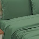 Ver imagem 3 de Jogo de Cama Lençol Casal Supremo 3 Peças Micropercal 300 Fios Verde 100% Poliéster