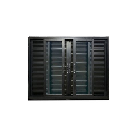 Veneziana 6 Folhas de Correr Alumínio Preto 120x120 Linha 25