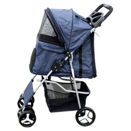 Carrinho de Passeio Pet com Porta Copo para Cães e Gatos - Azul - 4