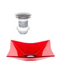 Ver imagem 1 de CUBA DE VIDRO RETANGULAR 39CM VERMELHO FERRARI + VALVULA CLICK