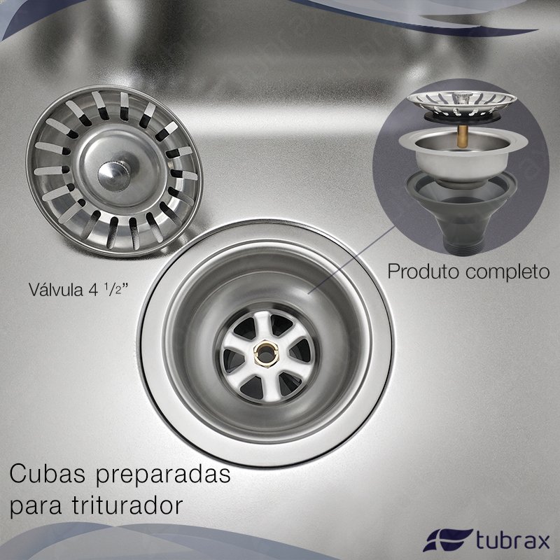 Cuba Dupla Cozinha Gourmet Aço Inox Luxo com Lixeira e Acessórios Tubrax - 5