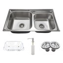 Ver imagem 1 de Cuba Dupla Cozinha Gourmet Aço Inox Luxo com Acessórios Tubrax