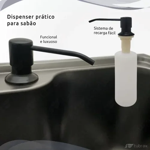 Cuba Pia Dupla Cozinha Gourmet Cor Preta Inox Acessórios- Tubrax