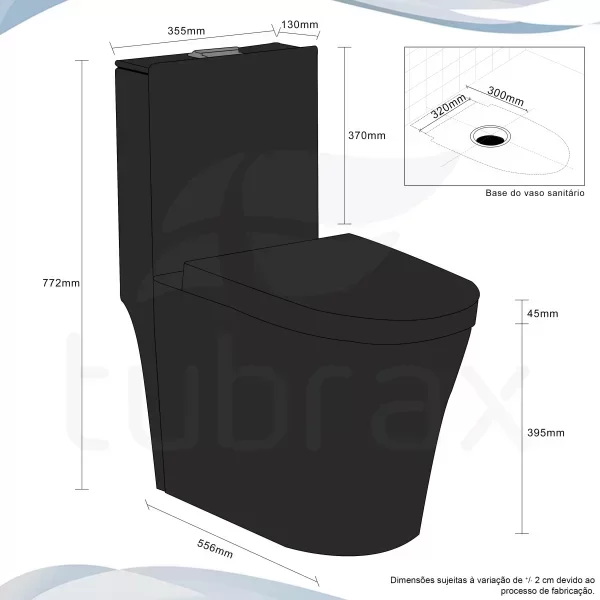  Vaso Sanitário Monobloco Cerâmica Modelo Umbra Tubrax – Preto - 6