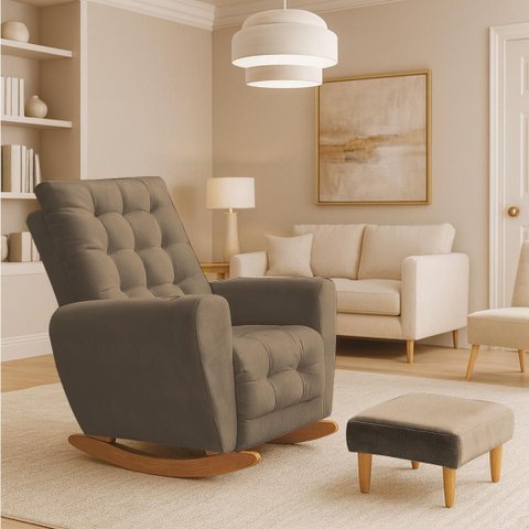 Poltrona Amamentação Base Balanço Cecilia Capuccino