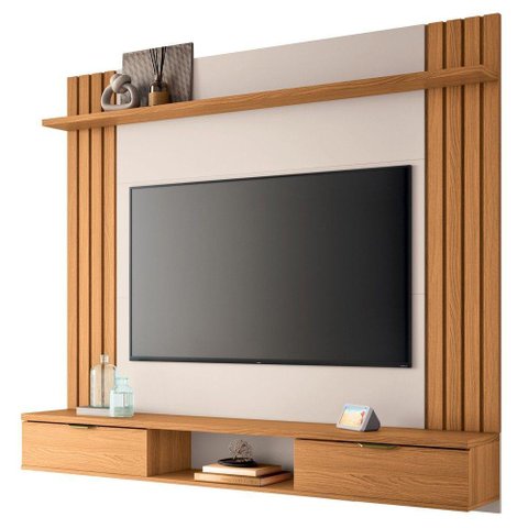 Painel para Tv 70 Pol 180cm Ripado 2 Portas Solle H01 Off White-cinamomo