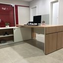 Ver imagem 6 de Conjunto Escritório 3 Peças Mesa em L e 2 Armários Altos 202,5cm Artany Marrom