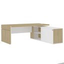Ver imagem 2 de Conjunto Escritório 3 Peças Mesa em L e 2 Armários Altos 202,5cm Artany Marrom