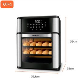 Fritadeira Elétrica sem Óleo Air Fryer Oven 2 em 1 AFO-12L-BI 12L Digital Mondial - 10