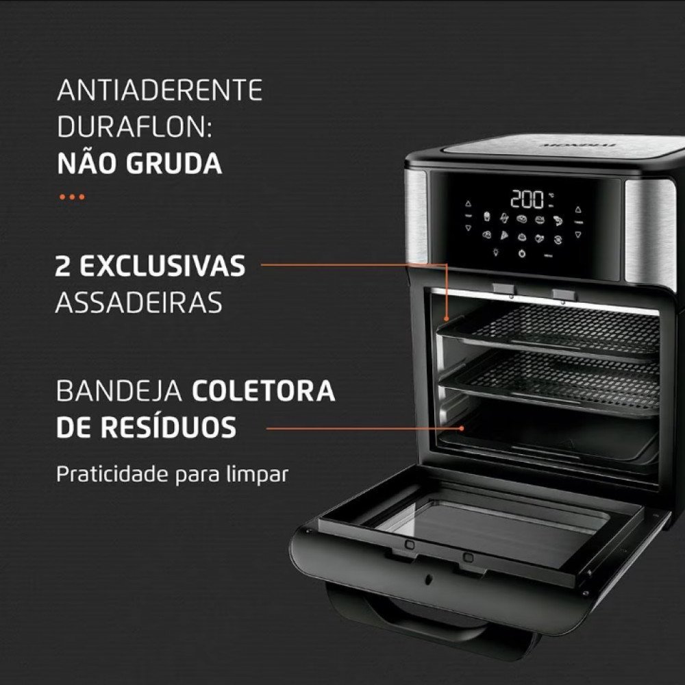 Fritadeira Elétrica sem Óleo Air Fryer Oven 2 em 1 AFO-12L-BI 12L Digital Mondial - 5