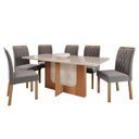 Ver imagem 1 de Conjunto de Mesa de Jantar Tampo de Vidro Off White Louise 1,80 com e 6 Cadeiras Juliana Cinamomo/