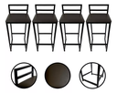 Ver imagem 1 de Kit 4 Banquetas Quadrada Bistro Industrial Alta Casa Bar Cozinha:preto