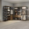 Guarda Roupa Modular para Quarto Casal 175/210x220 Cm Estilo Industrial Bacco 6 Peças MDP Carvalho M - 1