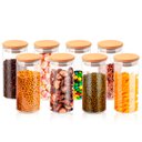 Ver imagem 1 de Kit de 8 Potes Herméticos Vidro Tampa Bambu 400ml